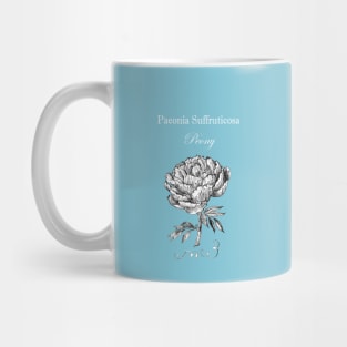 Peony Flower - Botanical illustration with Latin Name. Mug